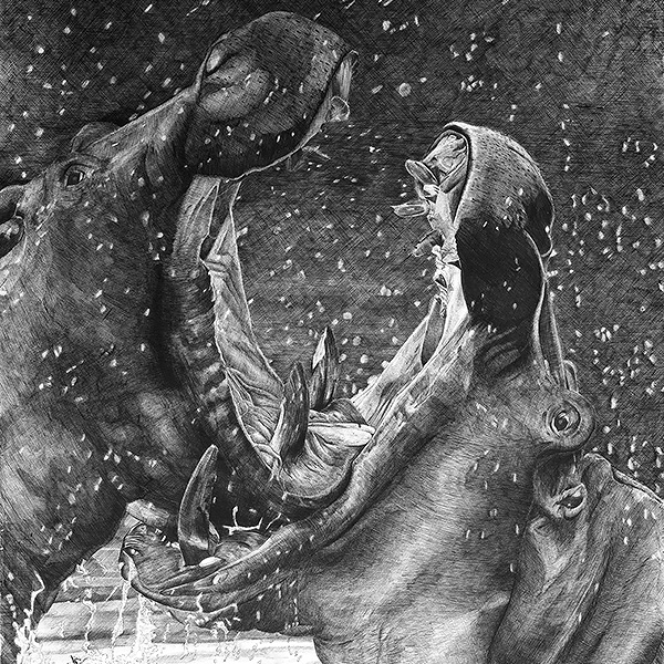 Le baisé, bic noir.